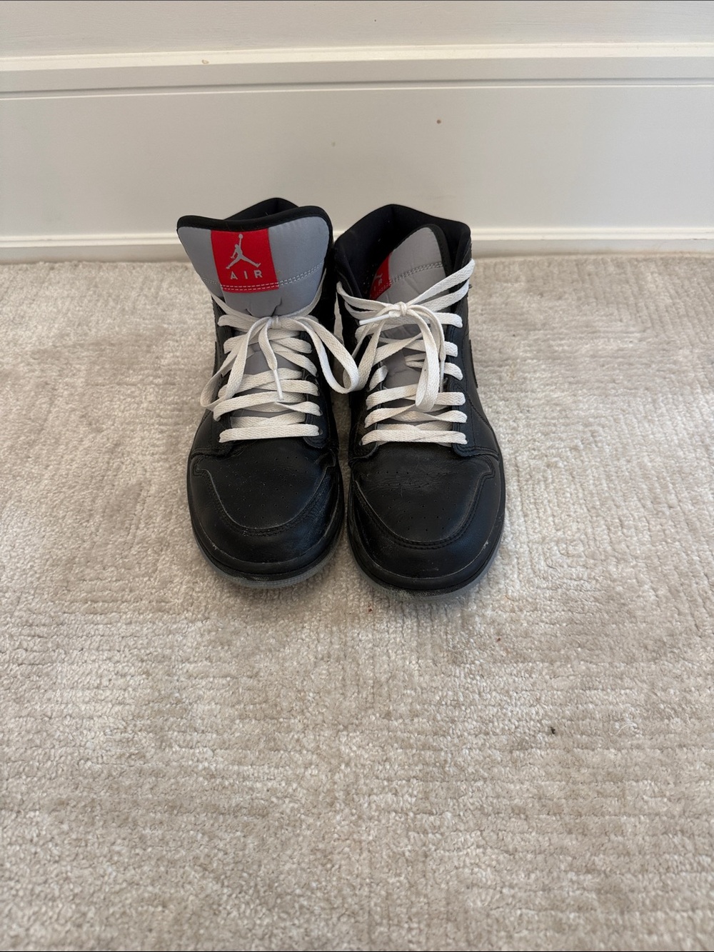 Jordan Black, White & Red High-Top Sneakers